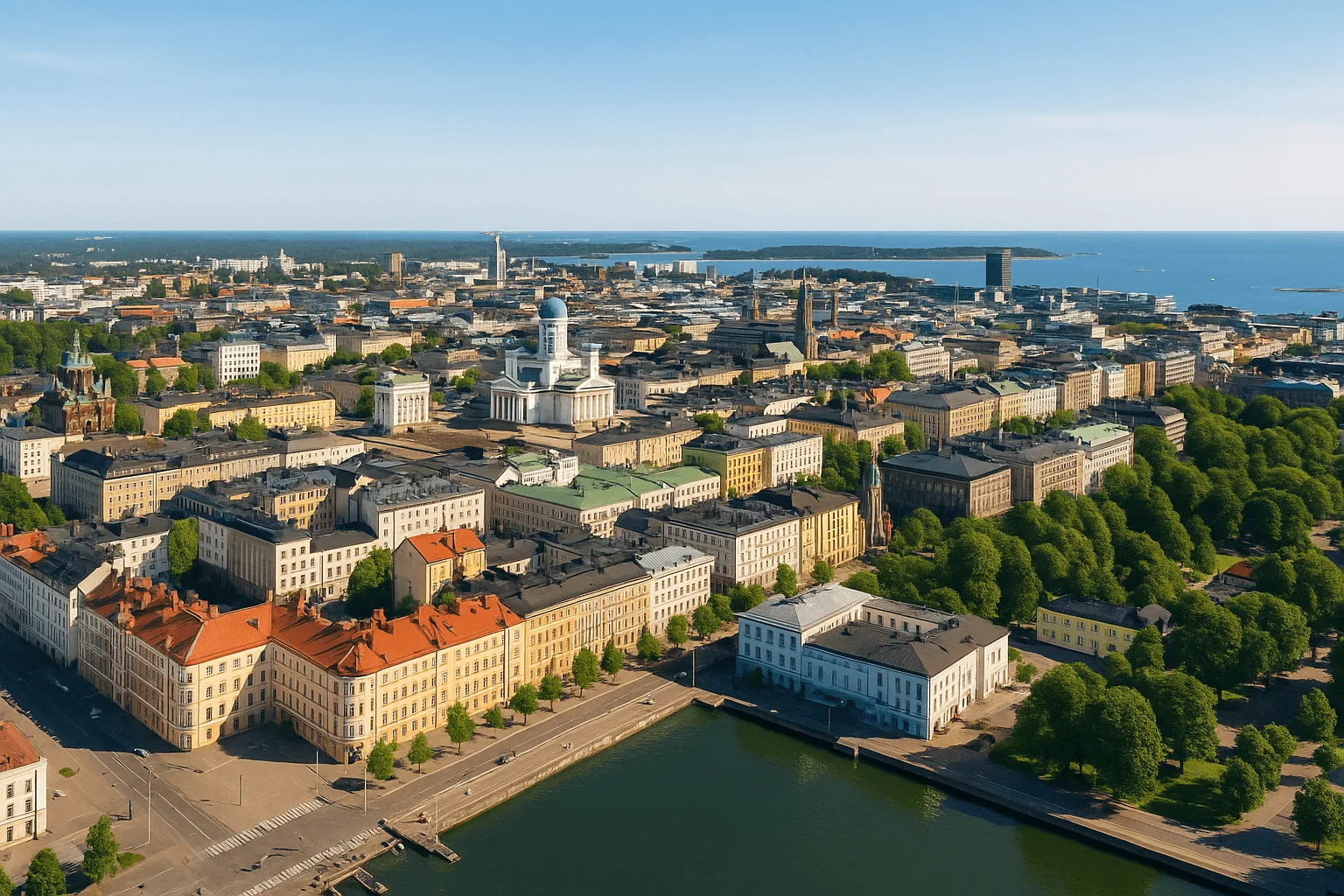 Drone näkymä Helsingin päältä